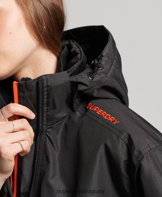 uy Superdry mujer chaqueta cortavientos sd negro DT2N8Z3551 ropa