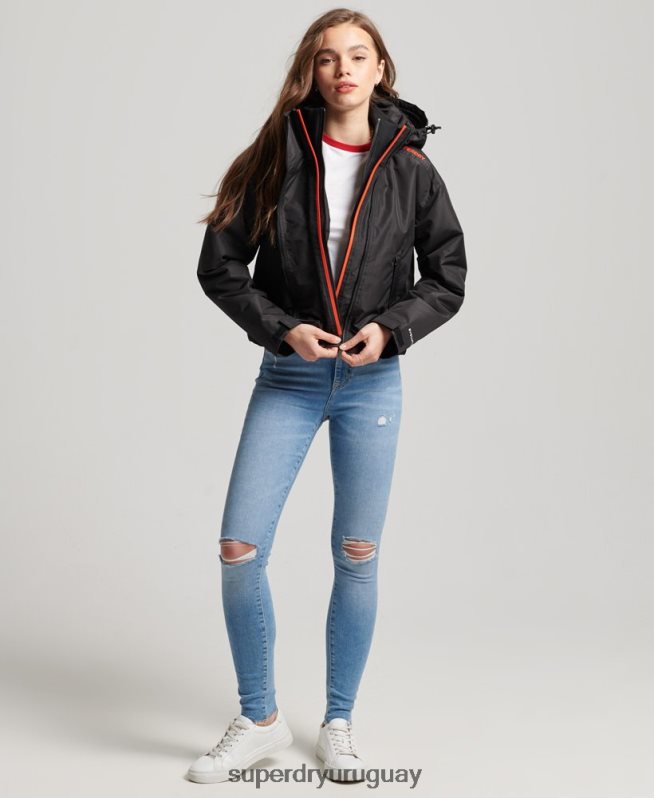 uy Superdry mujer chaqueta cortavientos sd negro DT2N8Z3551 ropa