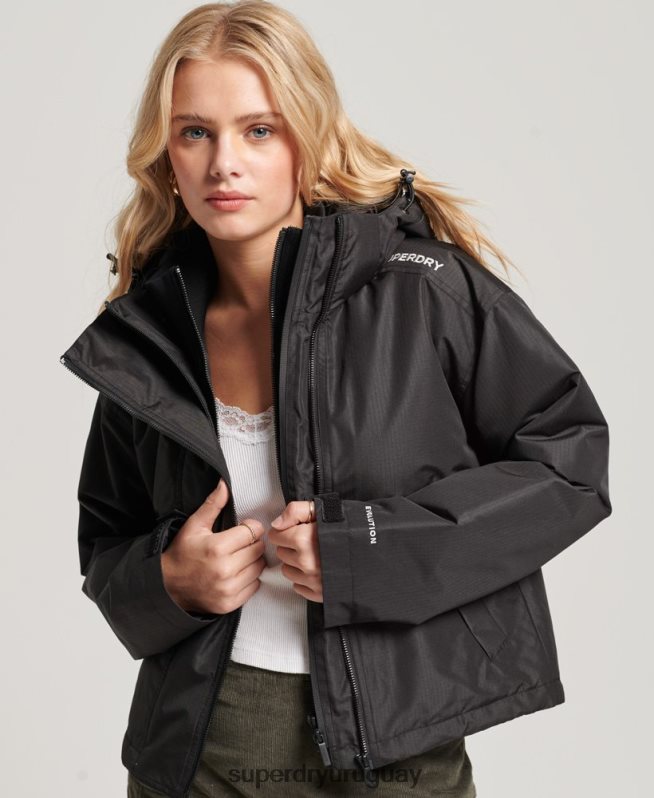 uy Superdry mujer chaqueta cortavientos sd negro DT2N8Z3557 ropa