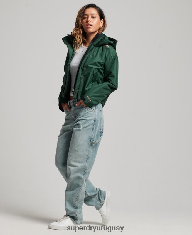 uy Superdry mujer chaqueta cortavientos sd verde DT2N8Z3527 ropa