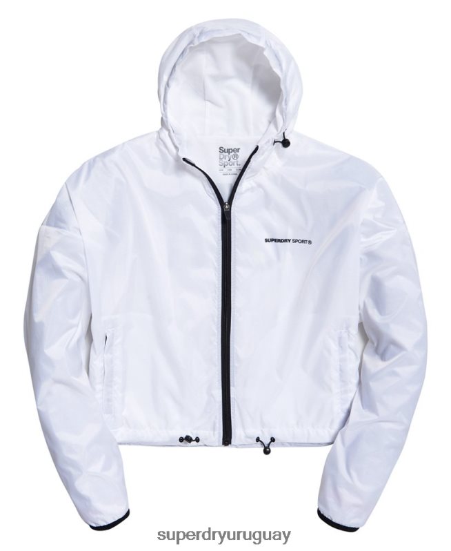 uy Superdry mujer chaqueta de alas de murciélago activo blanco DT2N8Z5721 ropa