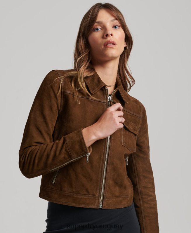 uy Superdry mujer chaqueta de ante del desierto marrón DT2N8Z3541 ropa