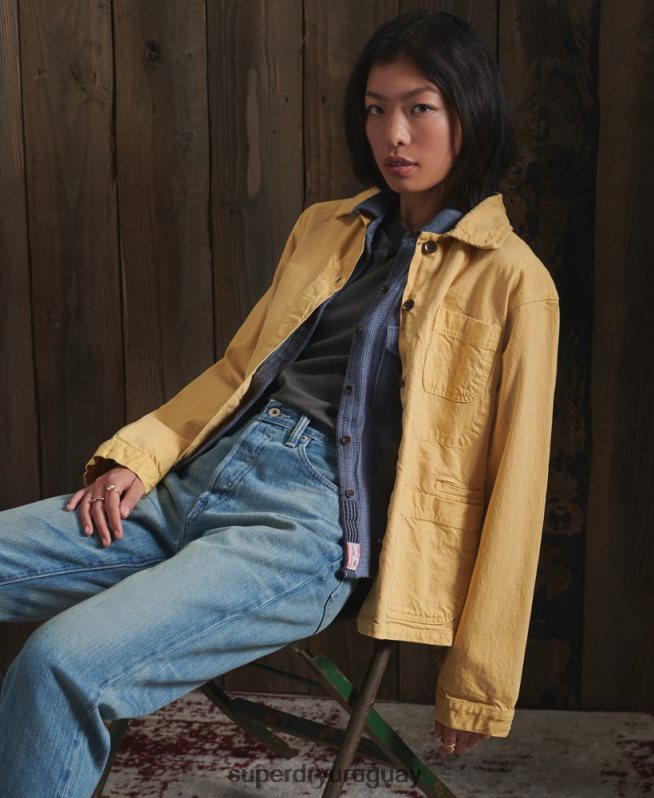 uy Superdry mujer chaqueta de artista seca de edición limitada amarillo DT2N8Z5683 ropa