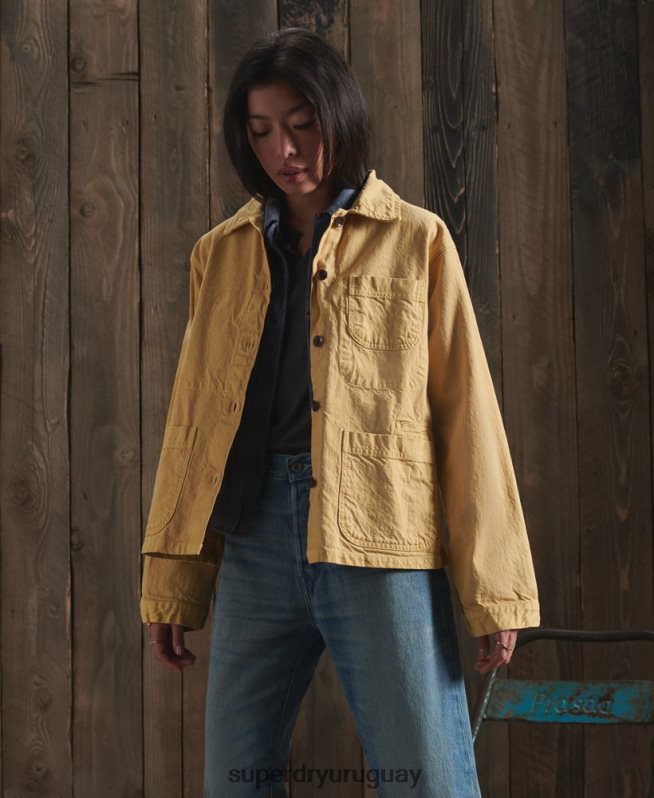 uy Superdry mujer chaqueta de artista seca de edición limitada amarillo DT2N8Z5683 ropa