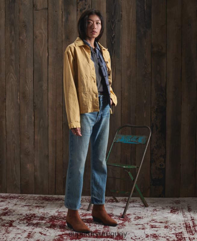 uy Superdry mujer chaqueta de artista seca de edición limitada amarillo DT2N8Z5683 ropa
