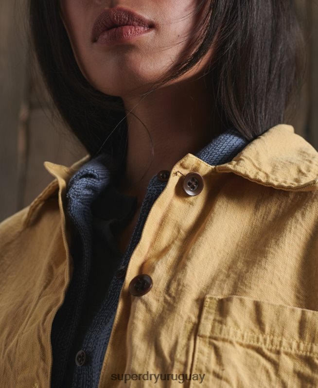 uy Superdry mujer chaqueta de artista seca de edición limitada amarillo DT2N8Z5683 ropa