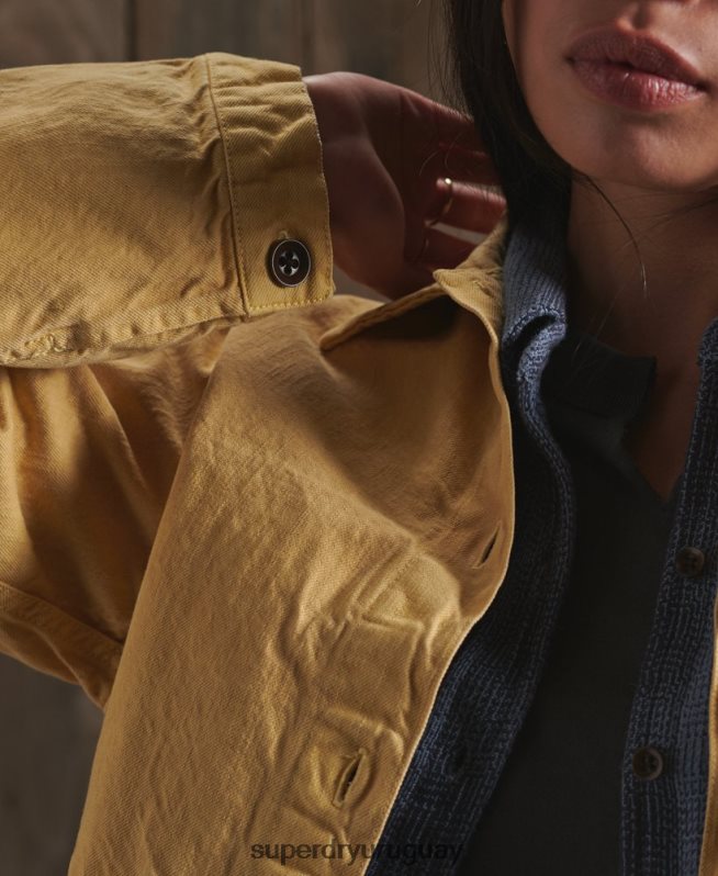 uy Superdry mujer chaqueta de artista seca de edición limitada amarillo DT2N8Z5683 ropa
