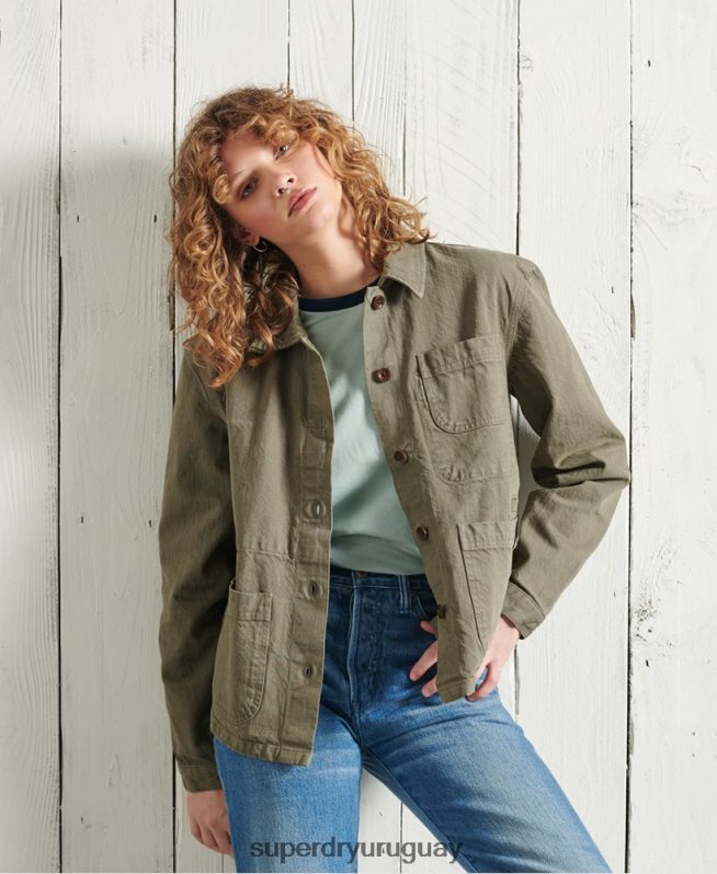 uy Superdry mujer chaqueta de artista seca de edición limitada caqui DT2N8Z5690 ropa