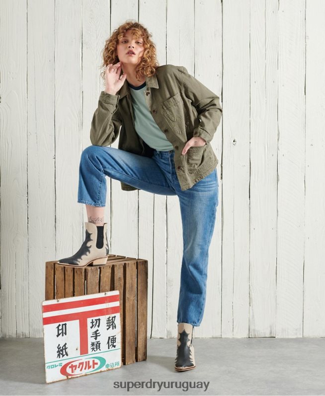 uy Superdry mujer chaqueta de artista seca de edición limitada caqui DT2N8Z5690 ropa