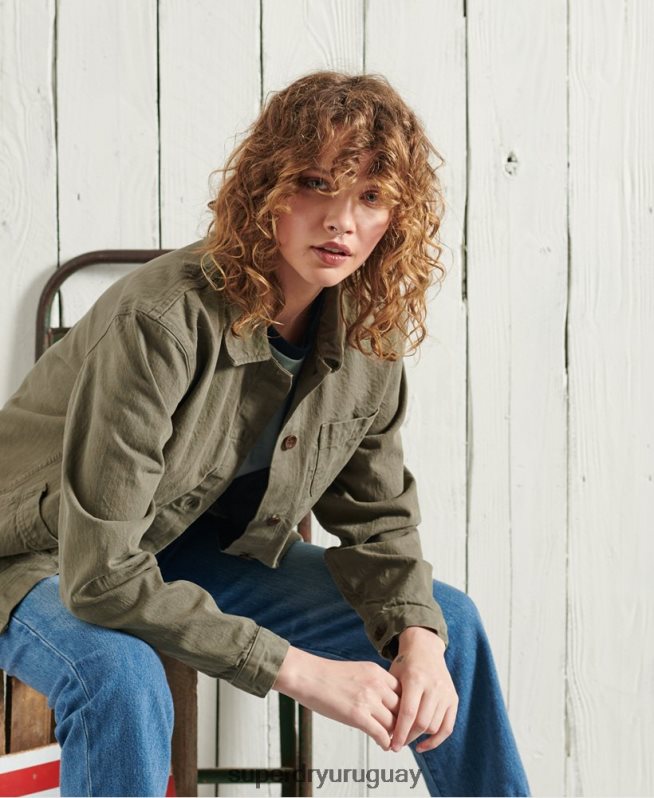 uy Superdry mujer chaqueta de artista seca de edición limitada caqui DT2N8Z5690 ropa