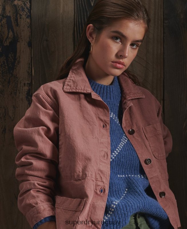 uy Superdry mujer chaqueta de artista seca de edición limitada rosa DT2N8Z5678 ropa