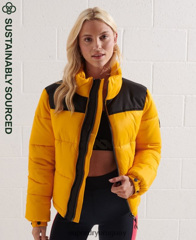 uy Superdry mujer chaqueta de código amarillo DT2N8Z5477 ropa