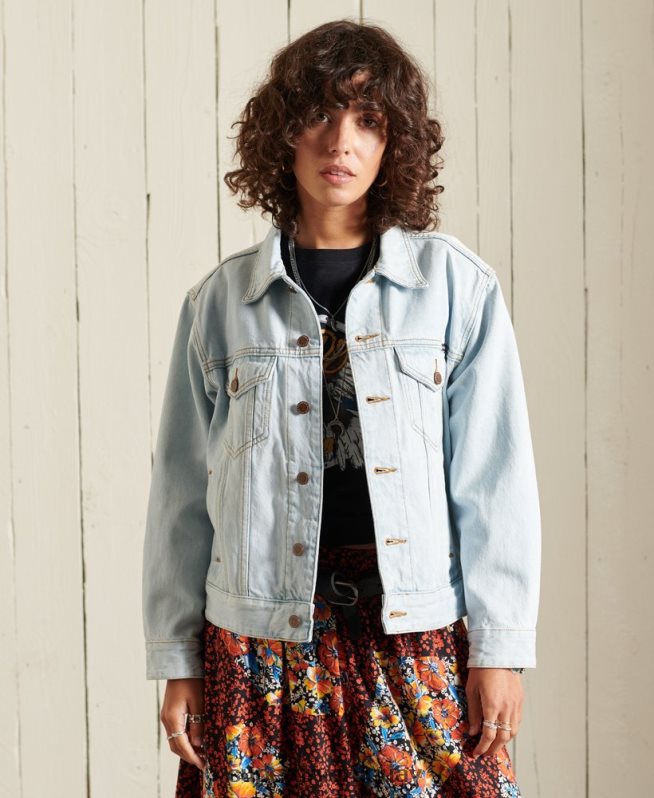uy Superdry mujer chaqueta de camionero de novio azul claro DT2N8Z5615 ropa