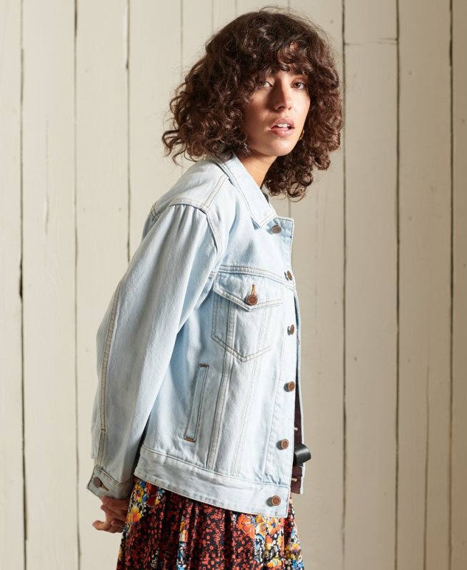 uy Superdry mujer chaqueta de camionero de novio azul claro DT2N8Z5615 ropa
