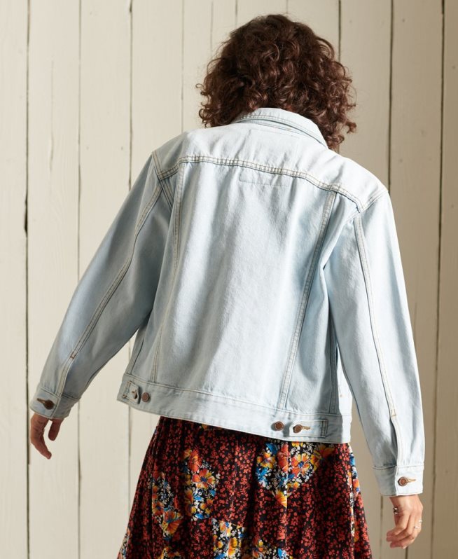 uy Superdry mujer chaqueta de camionero de novio azul claro DT2N8Z5615 ropa