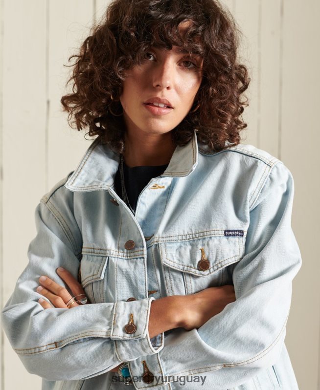 uy Superdry mujer chaqueta de camionero de novio azul claro DT2N8Z5615 ropa