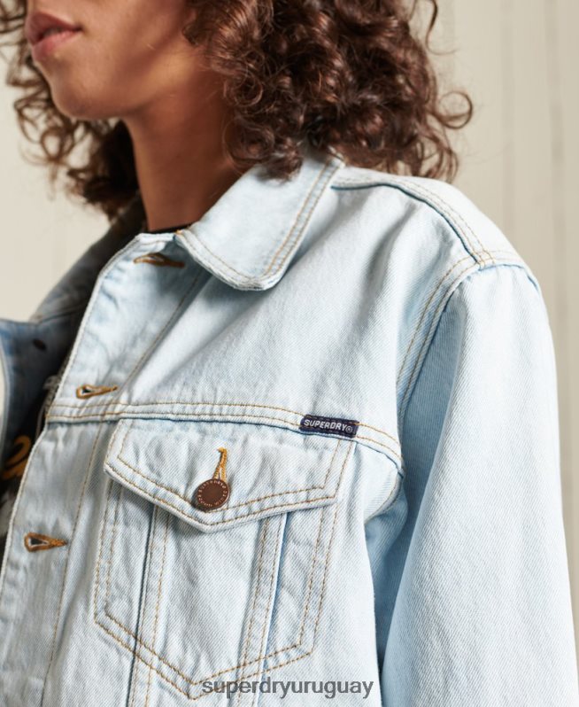 uy Superdry mujer chaqueta de camionero de novio azul claro DT2N8Z5615 ropa