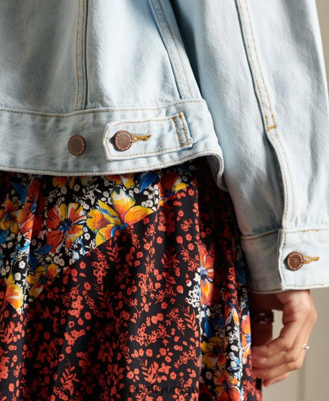 uy Superdry mujer chaqueta de camionero de novio azul claro DT2N8Z5615 ropa