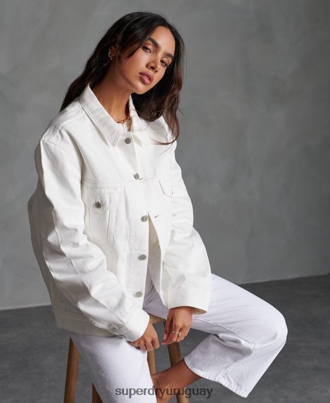 uy Superdry mujer chaqueta de camionero de novio blanco DT2N8Z3854 ropa