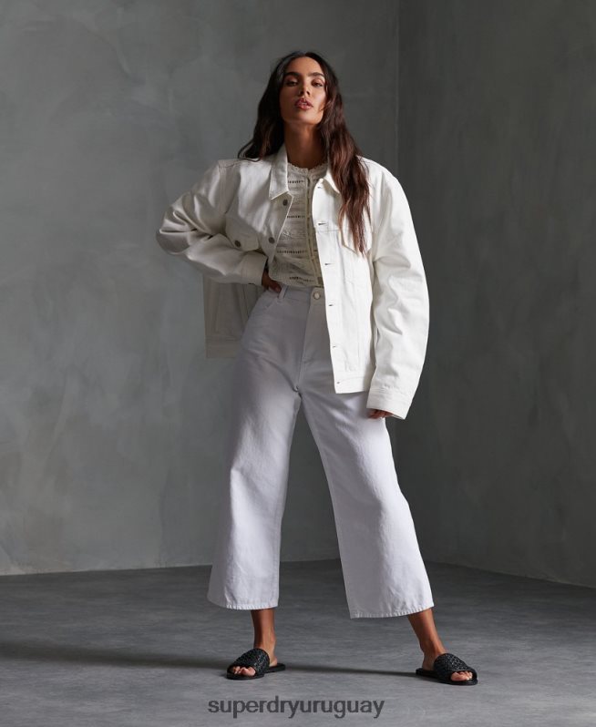 uy Superdry mujer chaqueta de camionero de novio blanco DT2N8Z3854 ropa