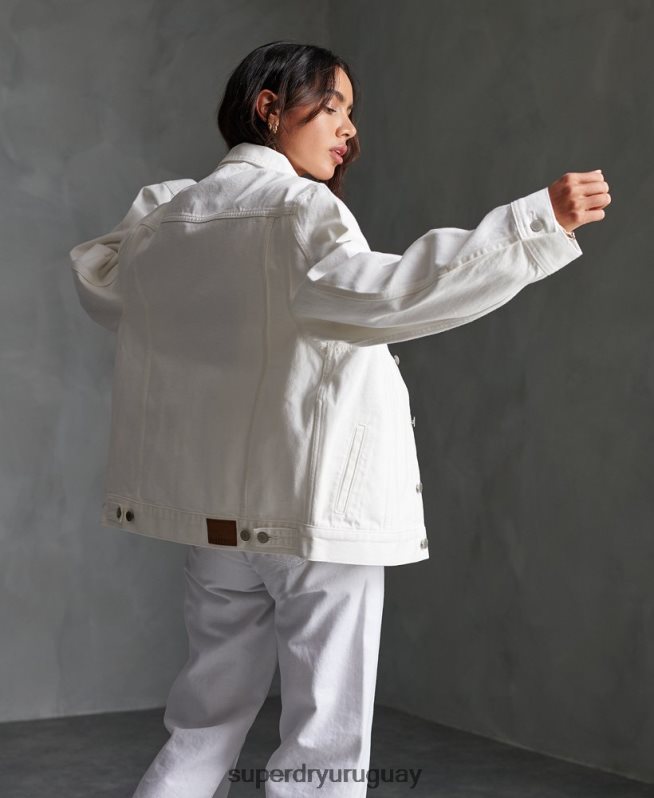 uy Superdry mujer chaqueta de camionero de novio blanco DT2N8Z3854 ropa