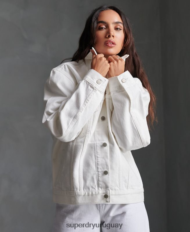 uy Superdry mujer chaqueta de camionero de novio blanco DT2N8Z3854 ropa