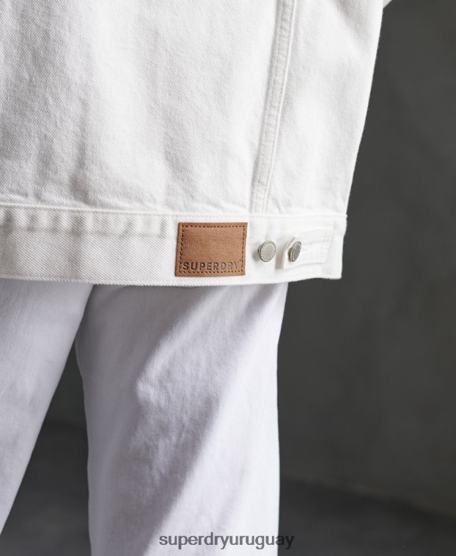 uy Superdry mujer chaqueta de camionero de novio blanco DT2N8Z3854 ropa