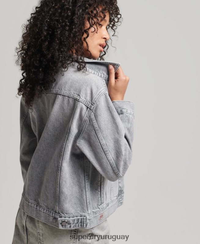 uy Superdry mujer chaqueta de camionero de novio gris DT2N8Z5430 ropa