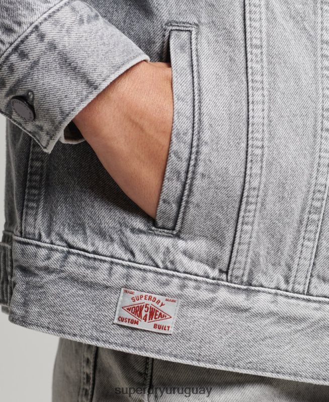 uy Superdry mujer chaqueta de camionero de novio gris DT2N8Z5430 ropa