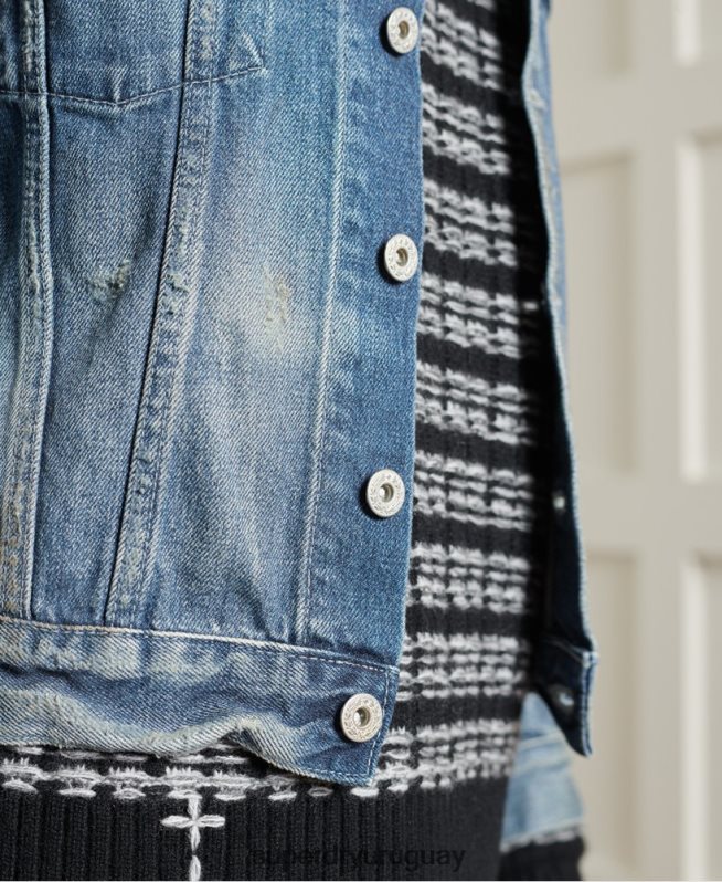uy Superdry mujer chaqueta de camionero japonesa seca de edición limitada azul claro DT2N8Z3841 ropa