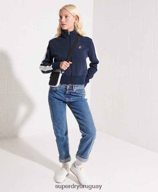uy Superdry mujer chaqueta de chándal con franja de código Armada DT2N8Z5519 ropa