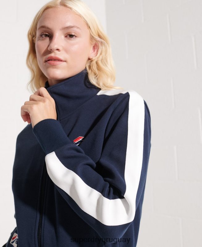 uy Superdry mujer chaqueta de chándal con franja de código Armada DT2N8Z5519 ropa