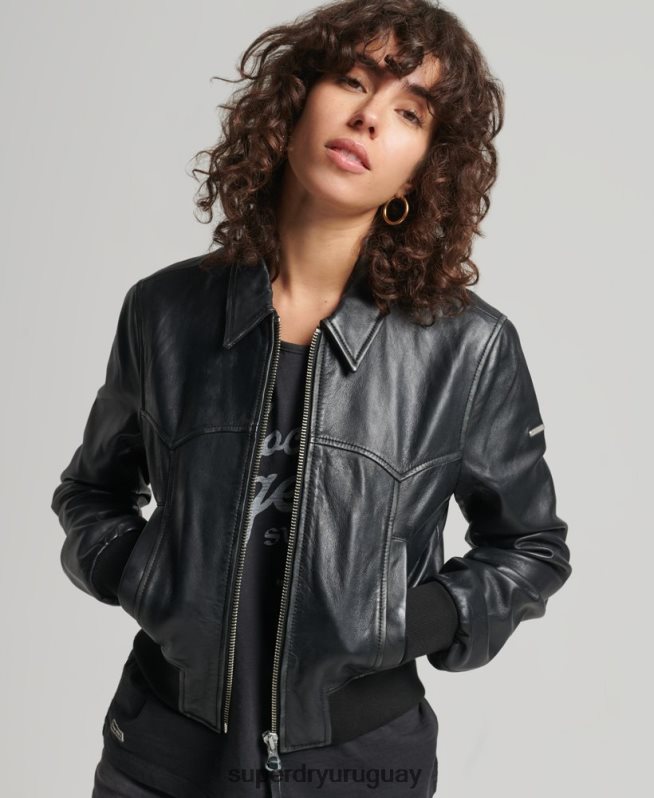 uy Superdry mujer chaqueta de club independiente negro DT2N8Z5413 ropa