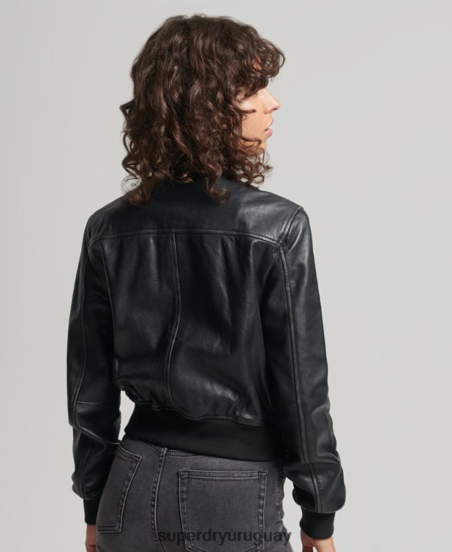 uy Superdry mujer chaqueta de club independiente negro DT2N8Z5413 ropa