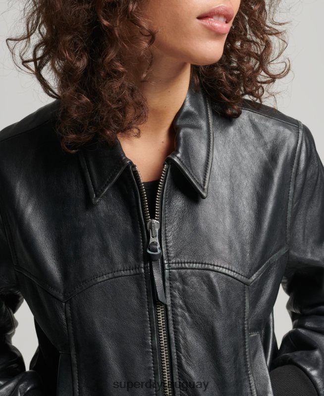 uy Superdry mujer chaqueta de club independiente negro DT2N8Z5413 ropa