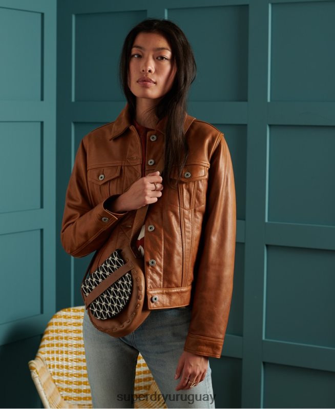 uy Superdry mujer chaqueta de cuero seco de edición limitada broncearse DT2N8Z3757 ropa