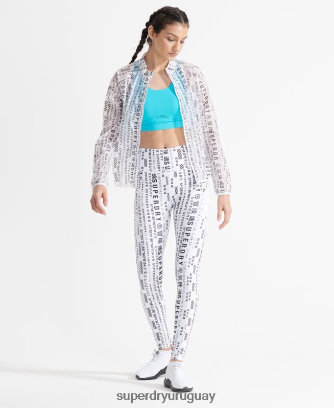 uy Superdry mujer chaqueta de membrana para correr blanco DT2N8Z5734 ropa