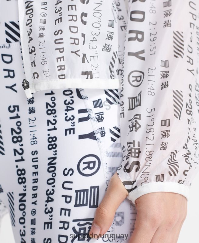 uy Superdry mujer chaqueta de membrana para correr blanco DT2N8Z5734 ropa