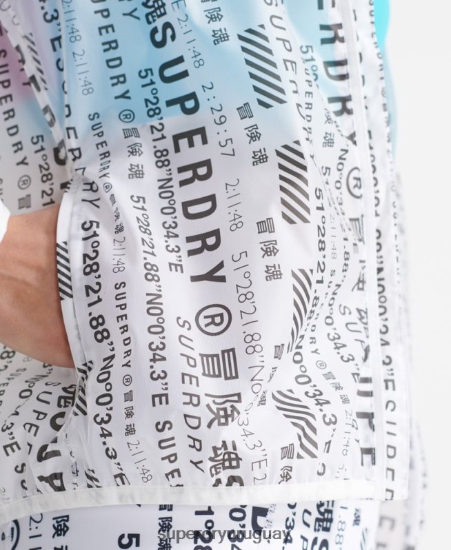 uy Superdry mujer chaqueta de membrana para correr blanco DT2N8Z5734 ropa