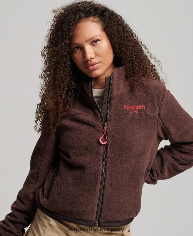 uy Superdry mujer chaqueta de montaña de forro polar marrón DT2N8Z3559 ropa
