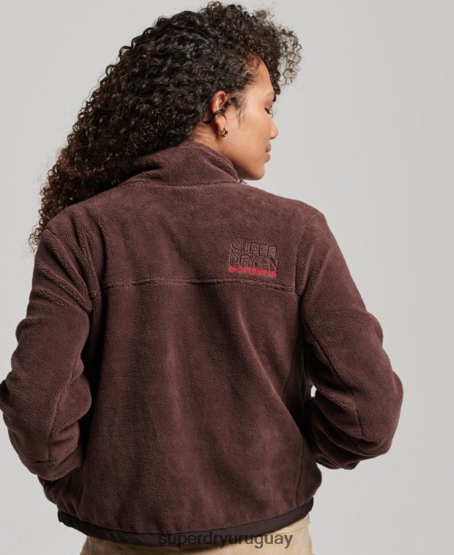 uy Superdry mujer chaqueta de montaña de forro polar marrón DT2N8Z3559 ropa