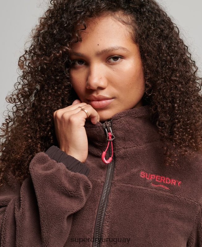 uy Superdry mujer chaqueta de montaña de forro polar marrón DT2N8Z3559 ropa