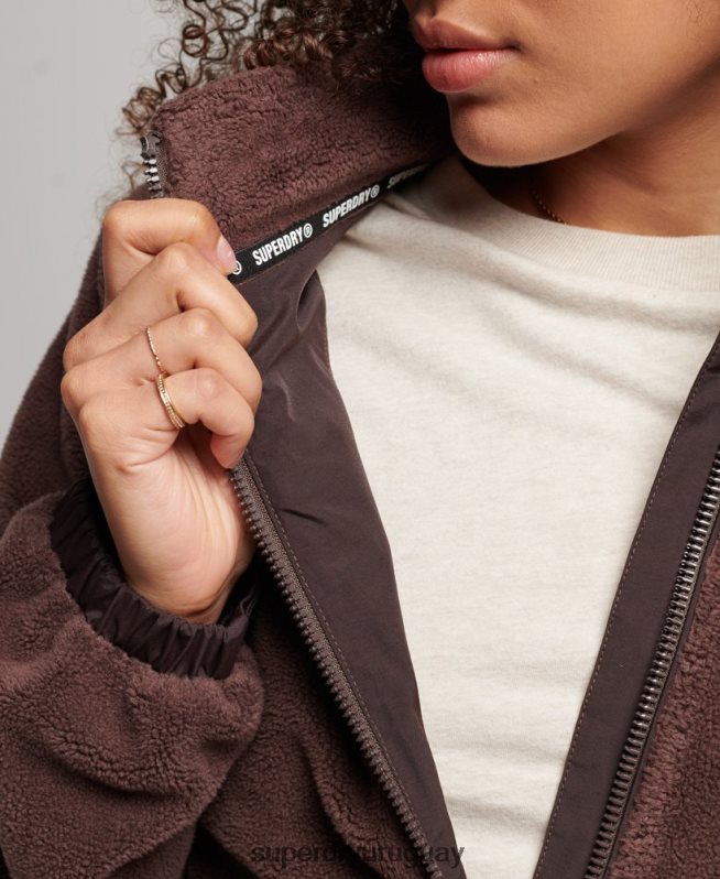 uy Superdry mujer chaqueta de montaña de forro polar marrón DT2N8Z3559 ropa
