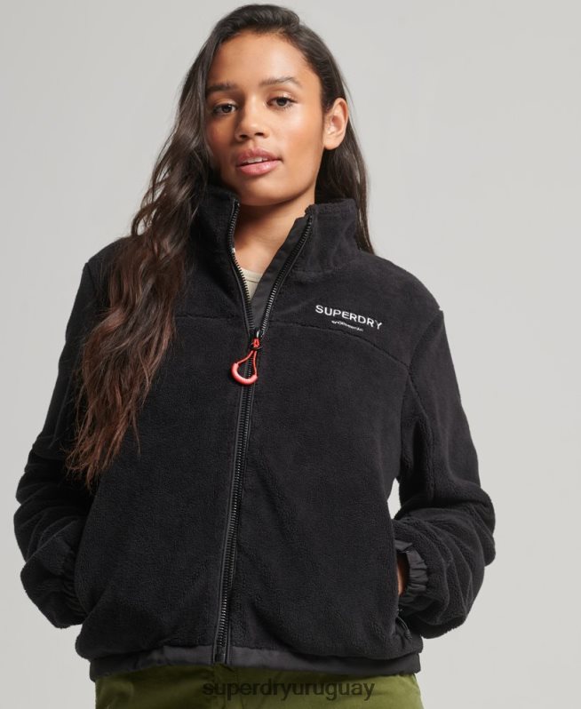 uy Superdry mujer chaqueta de montaña de forro polar negro DT2N8Z3782 ropa