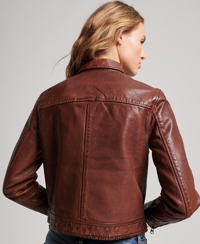 uy Superdry mujer chaqueta de motorista del desierto marrón DT2N8Z3518 ropa