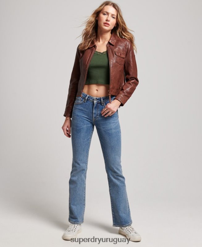uy Superdry mujer chaqueta de motorista del desierto marrón DT2N8Z3518 ropa