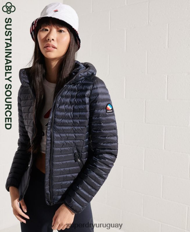 uy Superdry mujer chaqueta de plumón central Armada DT2N8Z5719 ropa