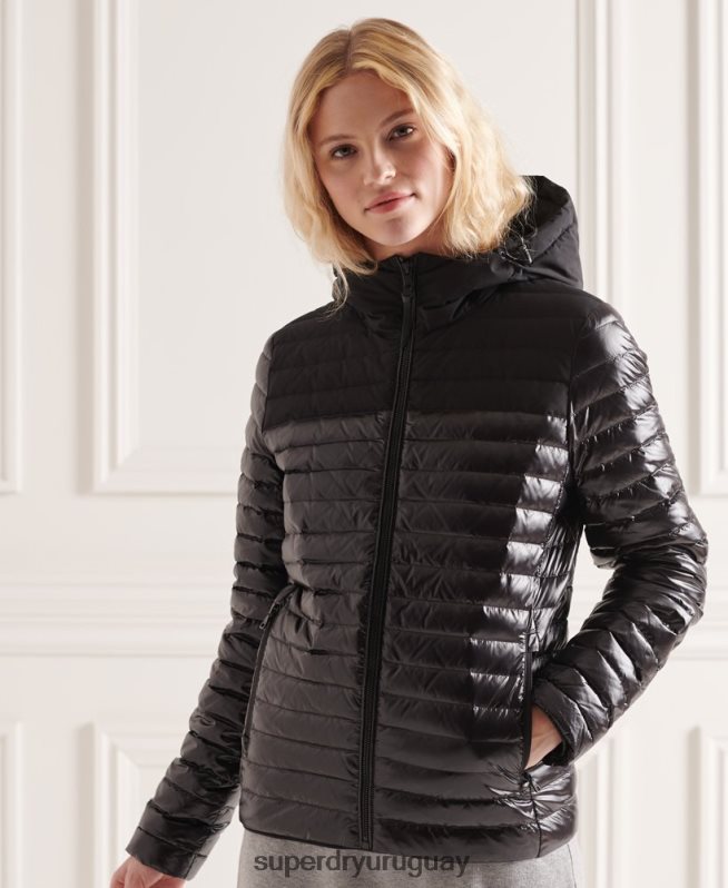 uy Superdry mujer chaqueta de plumas con núcleo en contraste de studios negro DT2N8Z5710 ropa