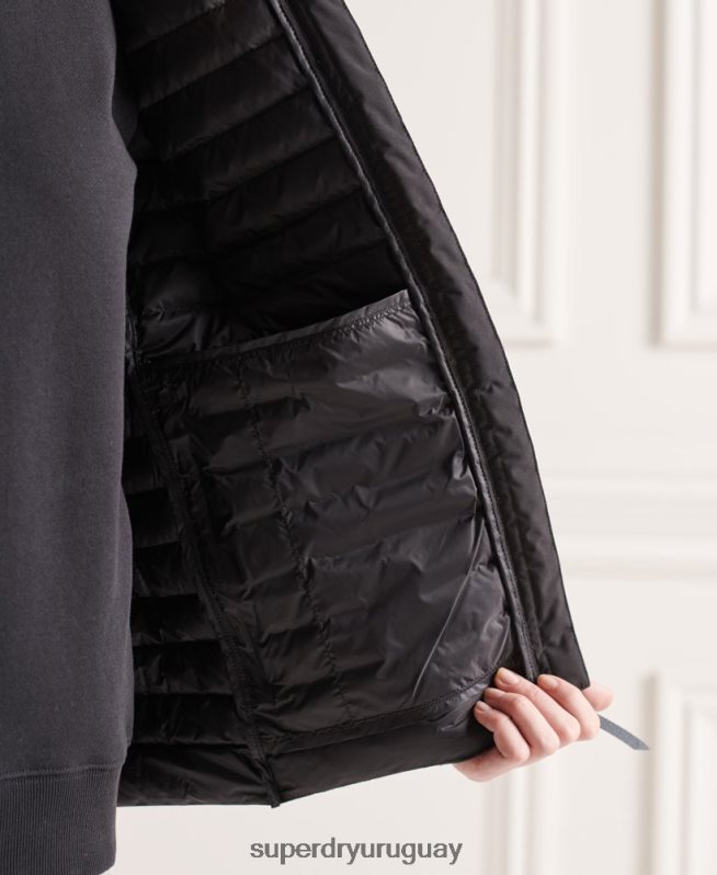 uy Superdry mujer chaqueta de plumas con núcleo en contraste de studios negro DT2N8Z5710 ropa