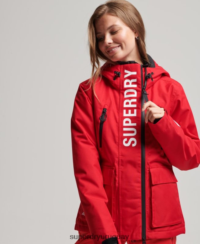 uy Superdry mujer chaqueta de rescate de esquí rojo DT2N8Z6530 ropa